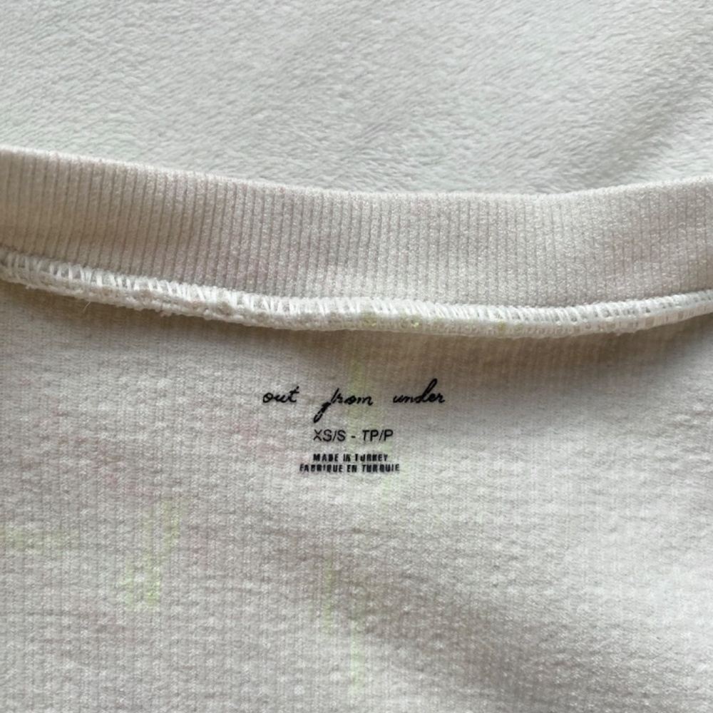 white ribbed cropped front tie Urban outfitters top - Picture 2 of 9